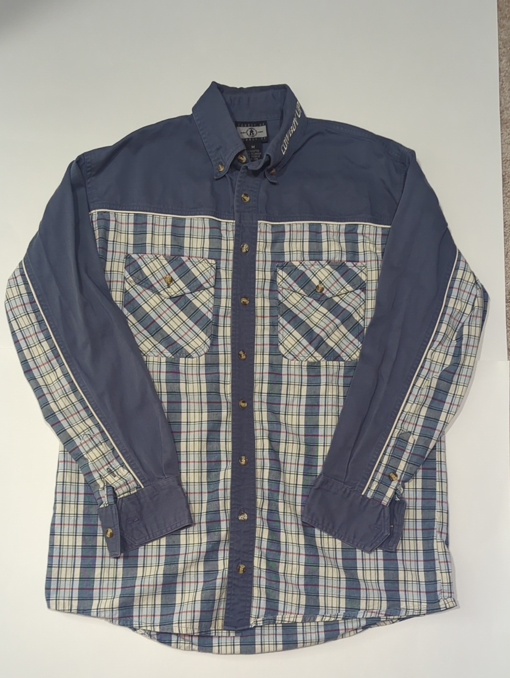 Vintage Cowboy Up Plaid Paneled Western Shirt